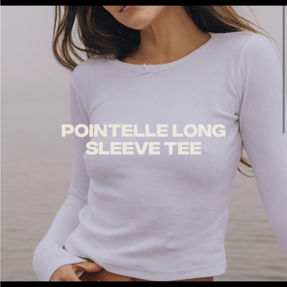 White Daily Drills Pointelle Long Sleeve Tee